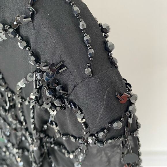 NiteLine Vintage Black Sequin Beaded Party Y2K Mini Dress size 6 - Picture 5 of 8